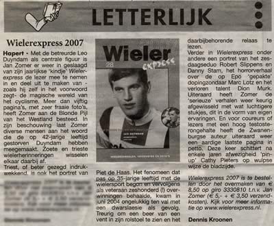 Recensie Wielerexpress: Letterlijk: Wielerexpress 2007