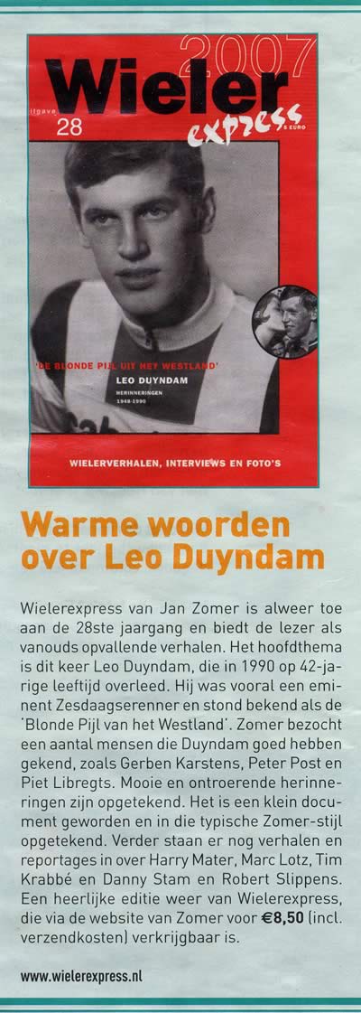 Recensie Wielerexpress: Warme woorden over Leo Duyndam